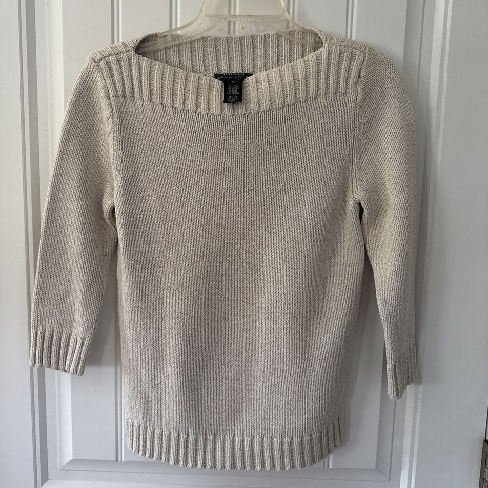 Lauren Ralph Lauren Silk Linen Knit Sweater Women’s Small Oatmeal